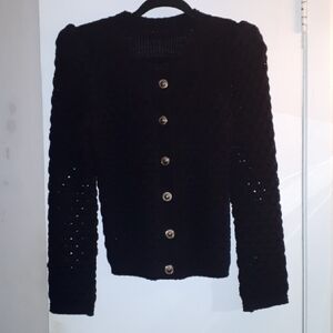 Vintage Gold Black Crocheted Cardigan 50s 40s 30s Chanel Like